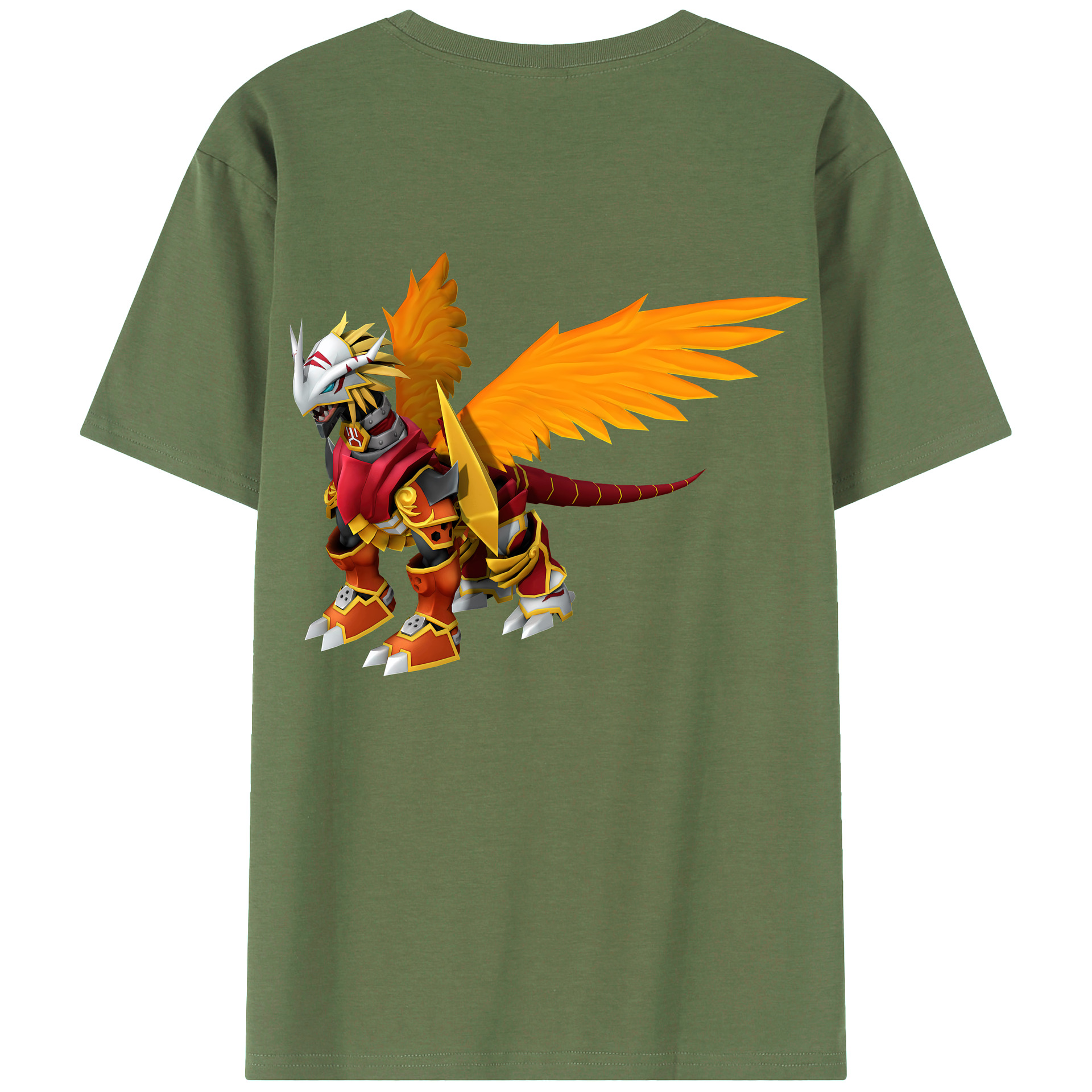（画像用） Digimon デジタルモンスター/デジモン 綿100％ メンズ半袖Tシャツ（バックプリント） 通気性
